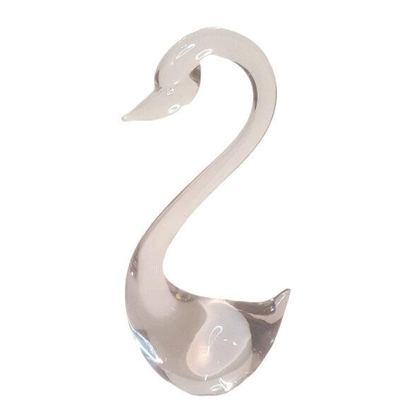 Vintage Art Glass Swan Clear Crystal Bird Figurine Figure Sculpture 8" - Picture 3 of 10